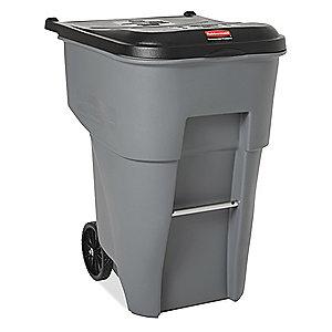 Rubbermaid BRUTE 50 gal. Rectangular Flat Top Roll Out Trash Can, 36-1/2"H, Gray