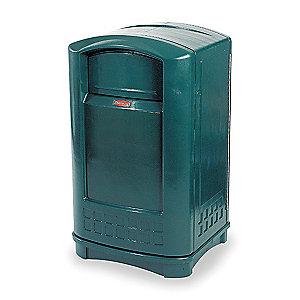 Rubbermaid Plaza 50 gal. Square Dome Top Utility Trash Can, 42-1/8"H, Green