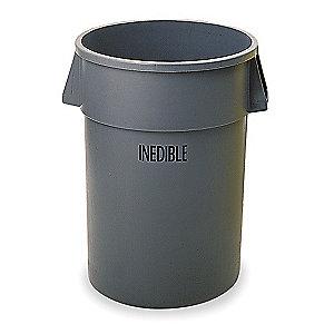Rubbermaid BRUTE 32 gal. Round Open Top Utility Trash Can, 27-1/4"H, Gray