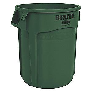 Rubbermaid BRUTE 10 gal. Round Open Top Utility Trash Can, 17"H, Green