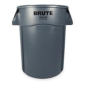Rubbermaid BRUTE 55 gal. Round Open Top Utility Trash Can, 33"H, Gray