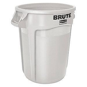 Rubbermaid BRUTE 10 gal. Round Open Top Utility Trash Can, 17"H, White