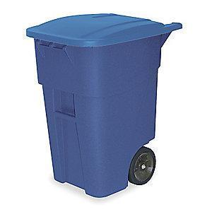 Rubbermaid BRUTE 50 gal. Rectangular Flat Top Roll Out Trash Can, 36-1/2"H, Blue