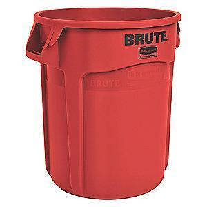 Rubbermaid BRUTE 10 gal. Round Open Top Utility Trash Can, 17"H, Red