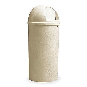 Rubbermaid Marshal 15 gal. Round Dome Top Utility Trash Can, 36-1/2"H, Beige
