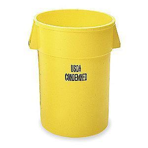 Rubbermaid BRUTE 32 gal. Round Open Top Utility Trash Can, 27-1/4"H, Yellow