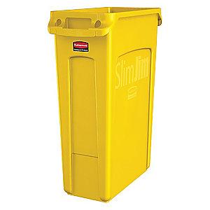 Rubbermaid Slim Jim 23 gal. Rectangular Open Top Utility Trash Can, 30"H, Yellow