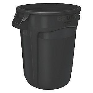 Rubbermaid BRUTE 10 gal. Round Open Top Utility Trash Can, 17"H, Black