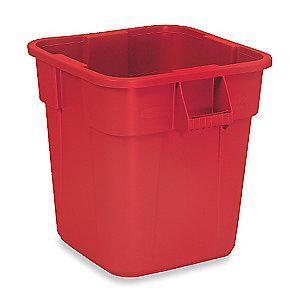 Rubbermaid BRUTE 28 gal. Square Open Top Utility Trash Can, 22-1/2"H, Red