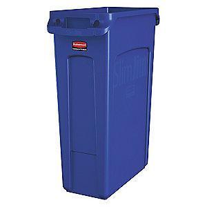Rubbermaid Slim Jim 23 gal. Rectangular Open Top Utility Trash Can, 30"H, Blue