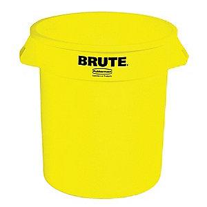 Rubbermaid BRUTE 10 gal. Round Open Top Utility Trash Can, 17"H, Yellow