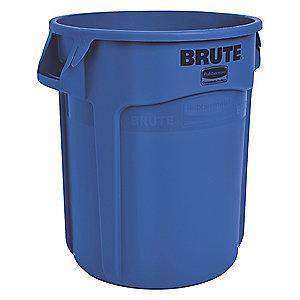 Rubbermaid BRUTE 10 gal. Round Open Top Utility Trash Can, 17"H, Blue