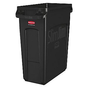 Rubbermaid Slim Jim 16 gal. Rectangular Open Top Utility Trash Can, 25"H, Black
