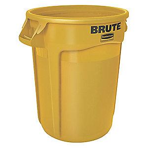 Rubbermaid BRUTE 32 gal. Round Open Top Utility Trash Can, 27-3/4"H, Yellow