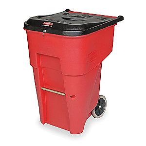 Rubbermaid BRUTE 65 gal. Rectangular Flat Top Roll Out Trash Can, 41-3/4"H, Red
