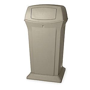 Rubbermaid Ranger 65 gal. Square Dome Top Utility Trash Can, 49-1/4"H, Beige