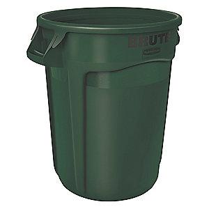 Rubbermaid BRUTE 32 gal. Round Open Top Utility Trash Can, 27-3/4"H, Green
