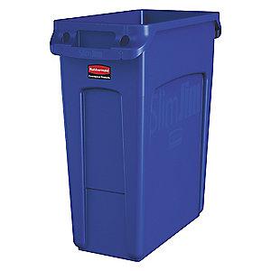 Rubbermaid Slim Jim 16 gal. Rectangular Open Top Utility Trash Can, 25"H, Blue