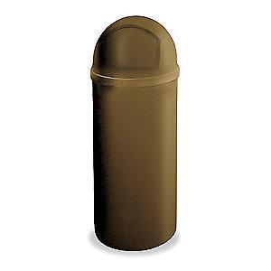 Rubbermaid Marshal 15 gal. Round Dome Top Utility Trash Can, 36-1/2"H, Brown