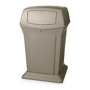 Rubbermaid Ranger 45 gal. Square Dome Top Utility Trash Can, 41-1/2"H, Beige