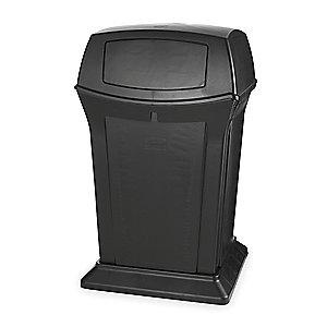 Rubbermaid Ranger 45 gal. Square Dome Top Utility Trash Can, 41-1/2"H, Black
