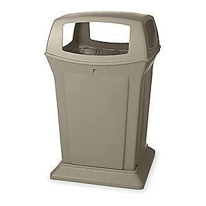 Rubbermaid Ranger 45 gal. Square Canopy Top Utility Trash Can, 41-1/2"H, Beige