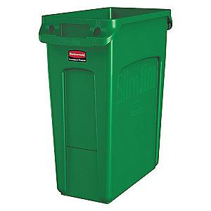 Rubbermaid Slim Jim 16 gal. Rectangular Open Top Utility Trash Can, 25"H, Green