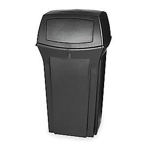 Rubbermaid Ranger 35 gal. Square Dome Top Utility Trash Can, 41"H, Black