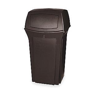 Rubbermaid Ranger 35 gal. Square Dome Top Utility Trash Can, 41"H, Brown
