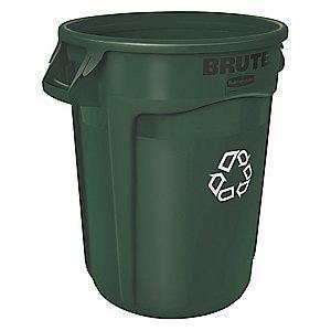 Rubbermaid BRUTE 32 gal. Round Open Top Utility Trash Can, 27-1/4"H, Green