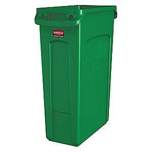 Rubbermaid Slim Jim 23 gal. Rectangular Open Top Utility Trash Can, 30"H, Green