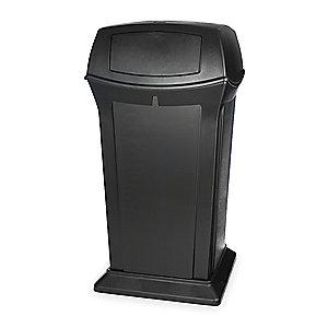Rubbermaid Ranger 65 gal. Square Dome Top Utility Trash Can, 49-1/4"H, Black