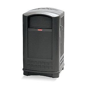 Rubbermaid Plaza 50 gal. Square Dome Top Utility Trash Can, 42-1/8"H, Black