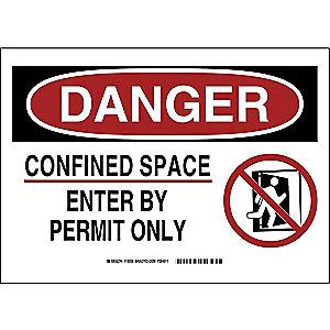 Brady Confined Space, Danger, Aluminum, 7" x 10", With Mounting Holes