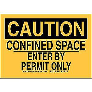 Brady Confined Space, Caution, Polyester, 7" x 10"