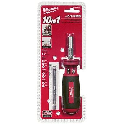 Milwaukee 10-In-1 Square-Drive Multi-Bit Driver, 3.5-In. Power Groove Bits