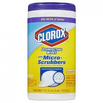 Clorox Micro Scrubbers Disinfecting Wipes, Lemon Fresh, 70-Ct.