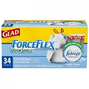 Clorox Glad ForceFlex Tall Kitchen Bags, Drawstring, Fresh Clean Scent, 13-Gal.,