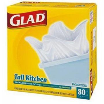 Clorox Glad Tall Kitchen Garbage Bags, White, 13-Gal., 80-Ct.