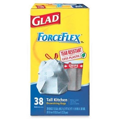Clorox Glad Force Flex Tall Kitchen Bags, Drawstring, 38-Ct., 13-Gal.