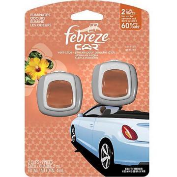 Febreze Car Air Freshener, Vent Clip, Hawaiian Aloha, 0.13-oz