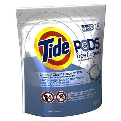 Tide Pods HE Laundry Detergent, Free & Gentle, 16-Ct.