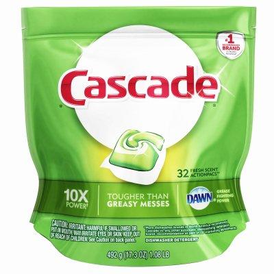 Cascade Dishwasher Action Pacs, Regular Scent, 32-Ct.