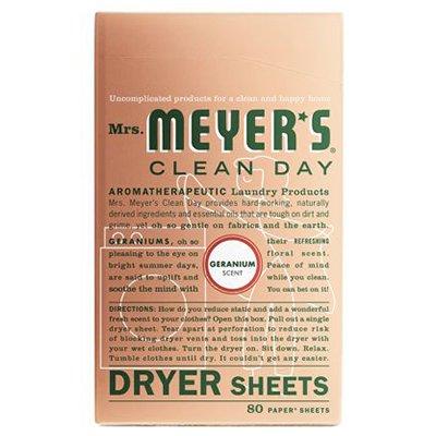 Mrs. Meyer's Clean Day Dryer Sheets, Geranium, 80-Ct.