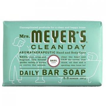 SC Johnson Mrs. Meyer's Clean Day Hand & Bath Soap, Basil, 5.3-oz. Bar