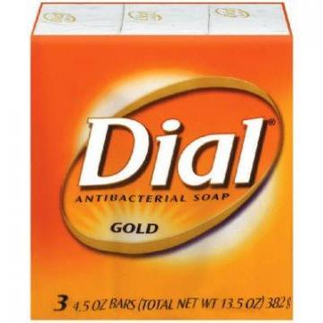 Dial Antibacterial Soap Bars, Gold, 4-oz. 3-Pk.