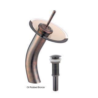 Kraus Waterfall Bathroom Faucet in Oil Rubbed Bronze with Matching Pop-Up Drain