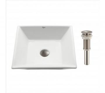 Kraus Square Ceramic Bathroom Sink in White