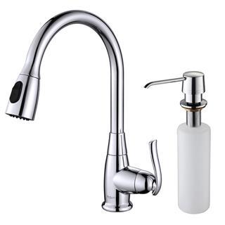 Kraus Single Lever Pull Out Kitchen Faucet and Soap Dispenser Chrome