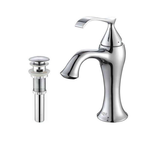 Kraus Ventus Single-Lever Basin Bathroom Faucet with Pop-Up Drain with Overflow in Chrome Finish